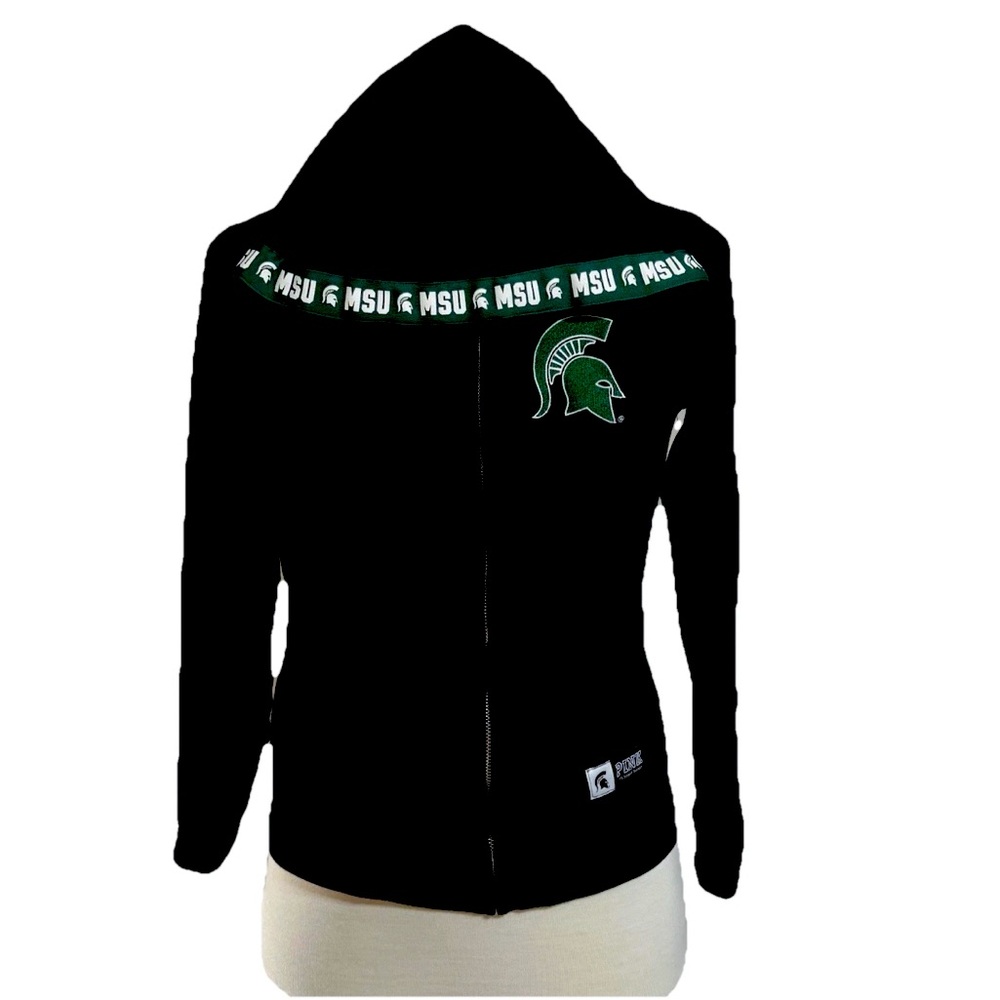 MSU SPARTANS Victoria's Secret MICHIGAN STATE UNIVERSITY Black Hoodie Jacket S